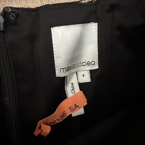 Max & Cleo Black and Gold Shimmer High Low Strapless Dress. Size 4. - Picture 5 of 5